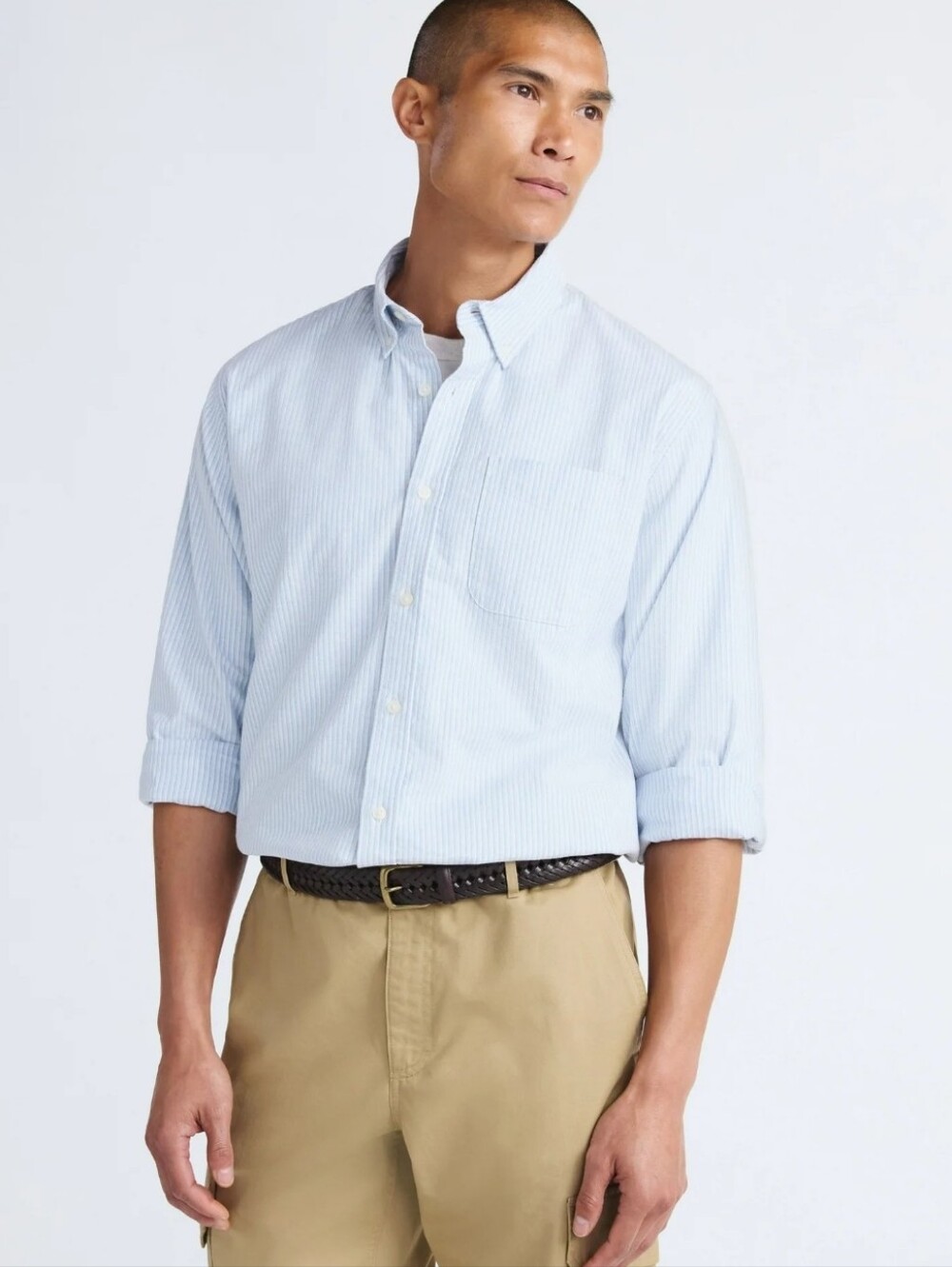 Free Assembly Big Men's Cotton Button Down Oxford Shirt with Long Sleeves